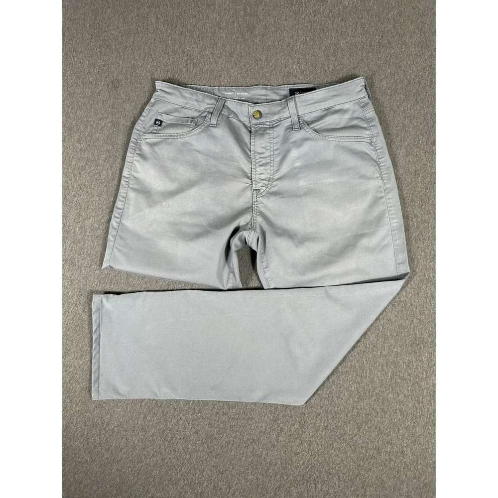 AG Adriano Goldschmied Everett Slim Straight Pants Mens 32x32 Gray Chino Italy